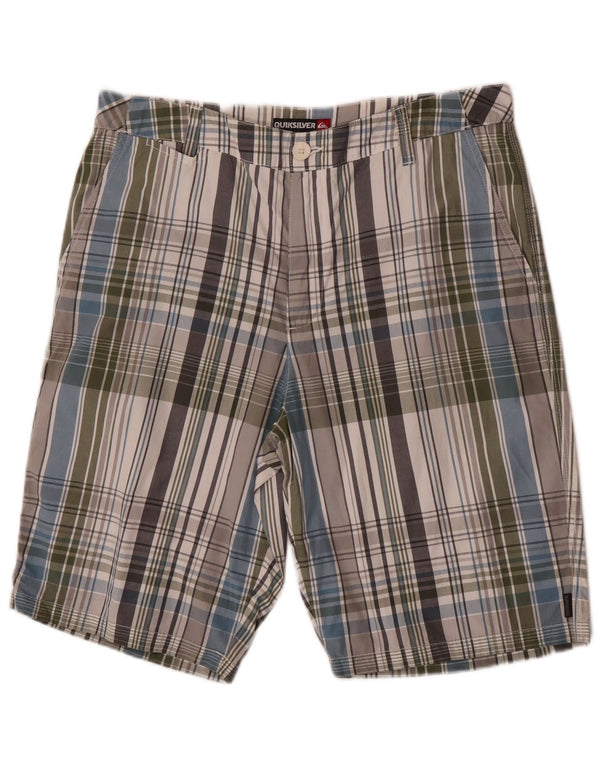 Quiksilver Mens Chino Shorts W34 Grande Algodão Xadrez Multicolorido