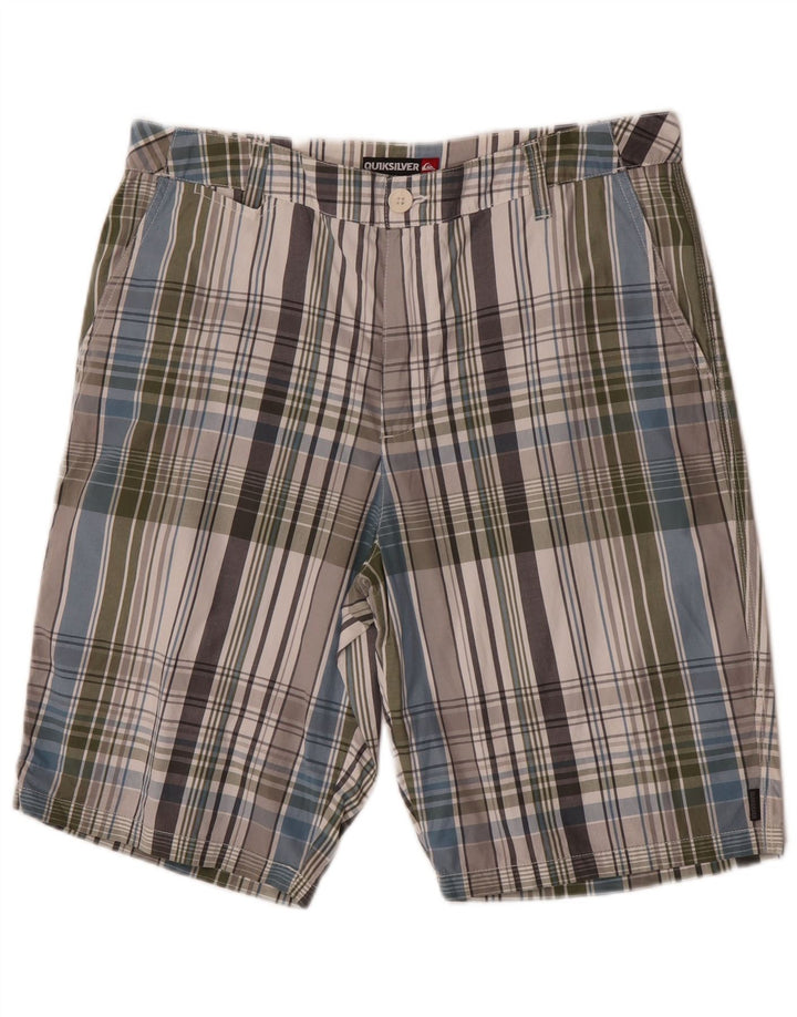 Quiksilver Mens Chino Shorts W34 Grande Algodão Xadrez Multicolorido