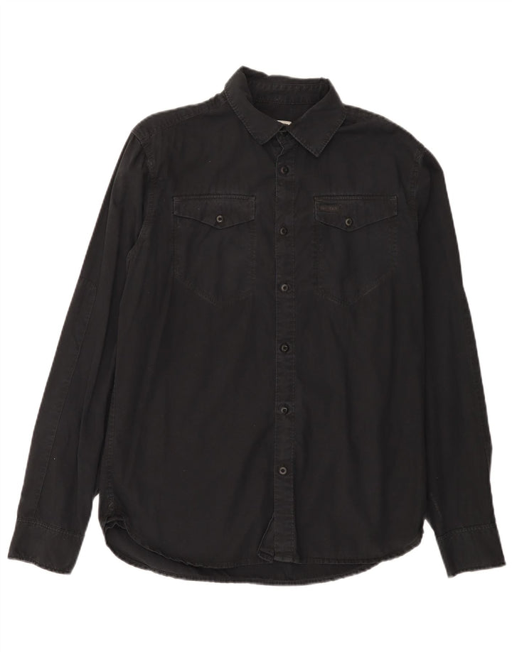Camisa masculina G-Star de algodão preto médio