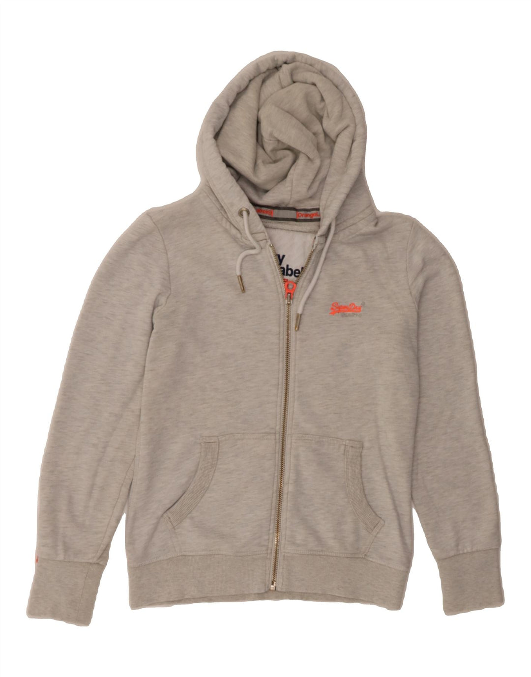 SUPERDRY Womens Zip Hoodie Sweater UK 12 Medium Grey Cotton Vintage Superdry and Second-Hand Superdry from Messina Hembry 