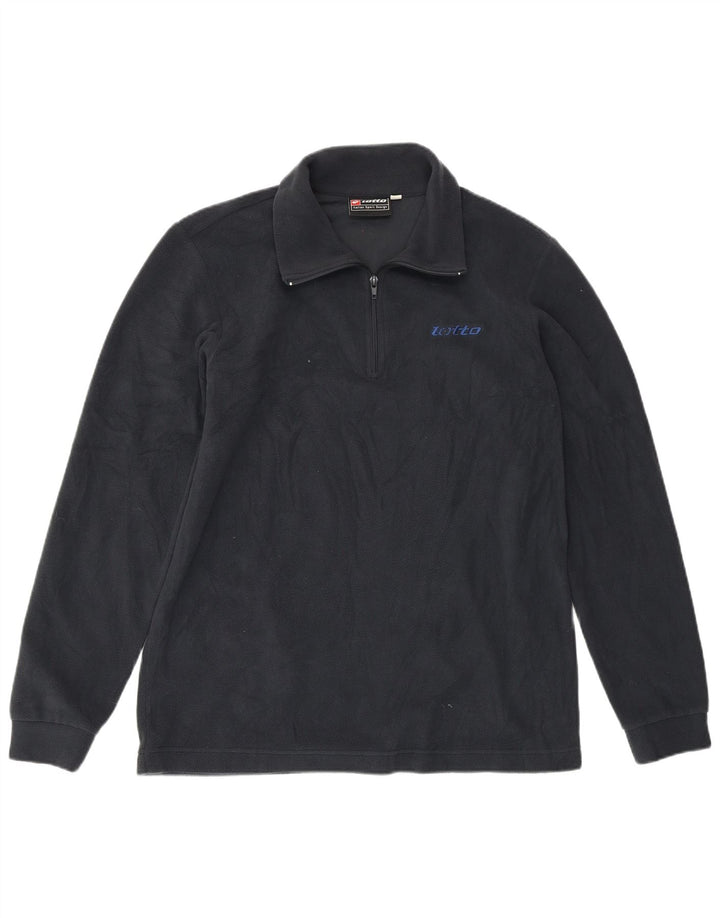 LOTTO Suéter masculino de lã com zíper e gola grande poliéster azul marinho