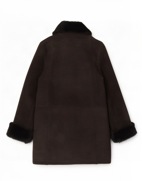 Casaco feminino vintage de shearling UK 16 grande preto