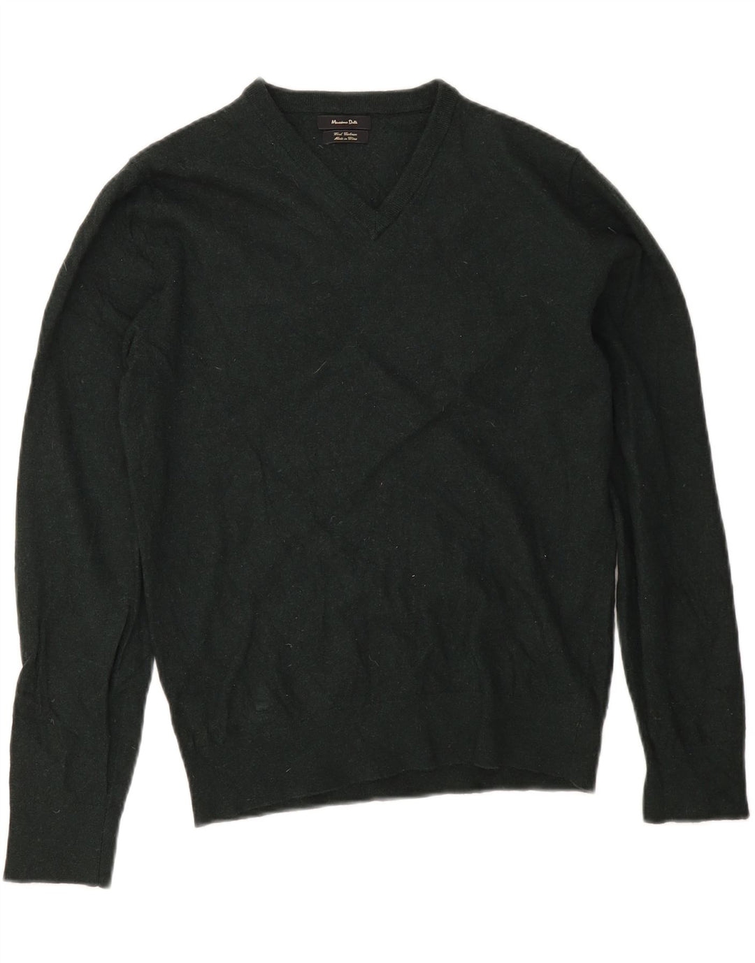 Suéter feminino Massimo Dutti com decote em V Reino Unido 14 lã verde médio