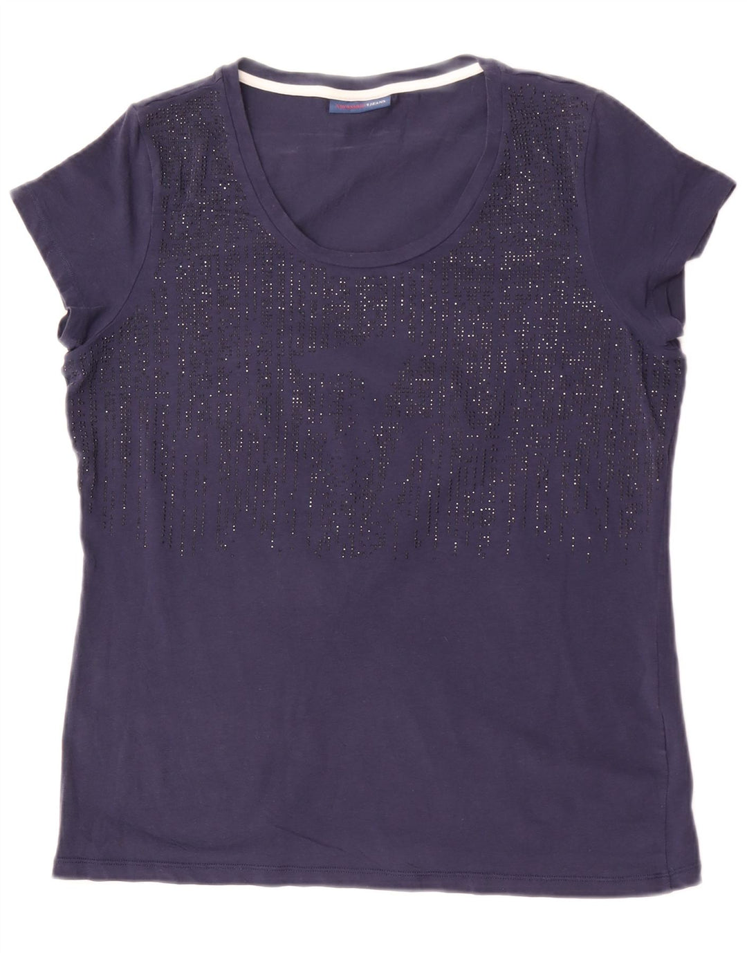 Camiseta feminina Trussardi Jeans UK 14 médio azul marinho