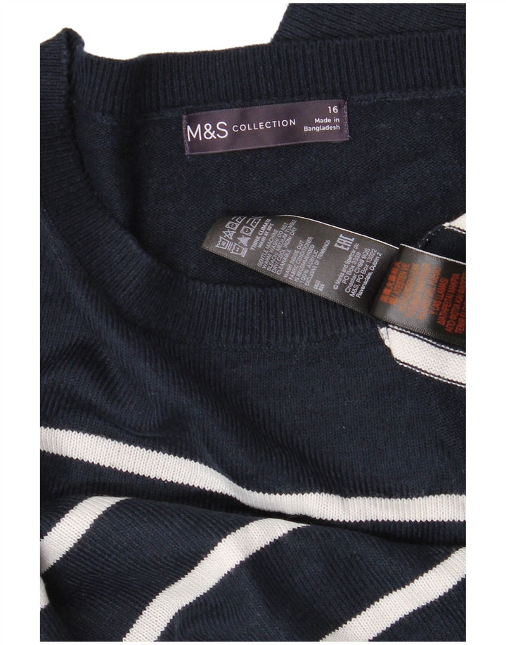 Suéter feminino Marks & Spencer com gola redonda Reino Unido 16 grande azul marinho