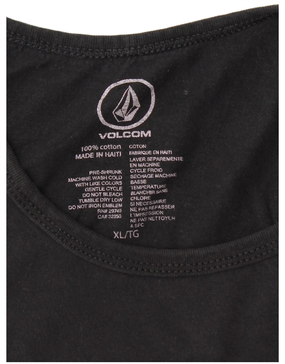 Colete gráfico masculino VOLCOM Top XL de algodão preto
