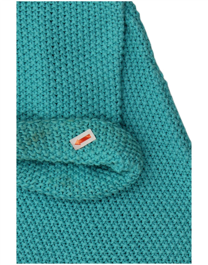 Suéter feminino VINTAGE com decote em V grande IT 42 turquesa médio