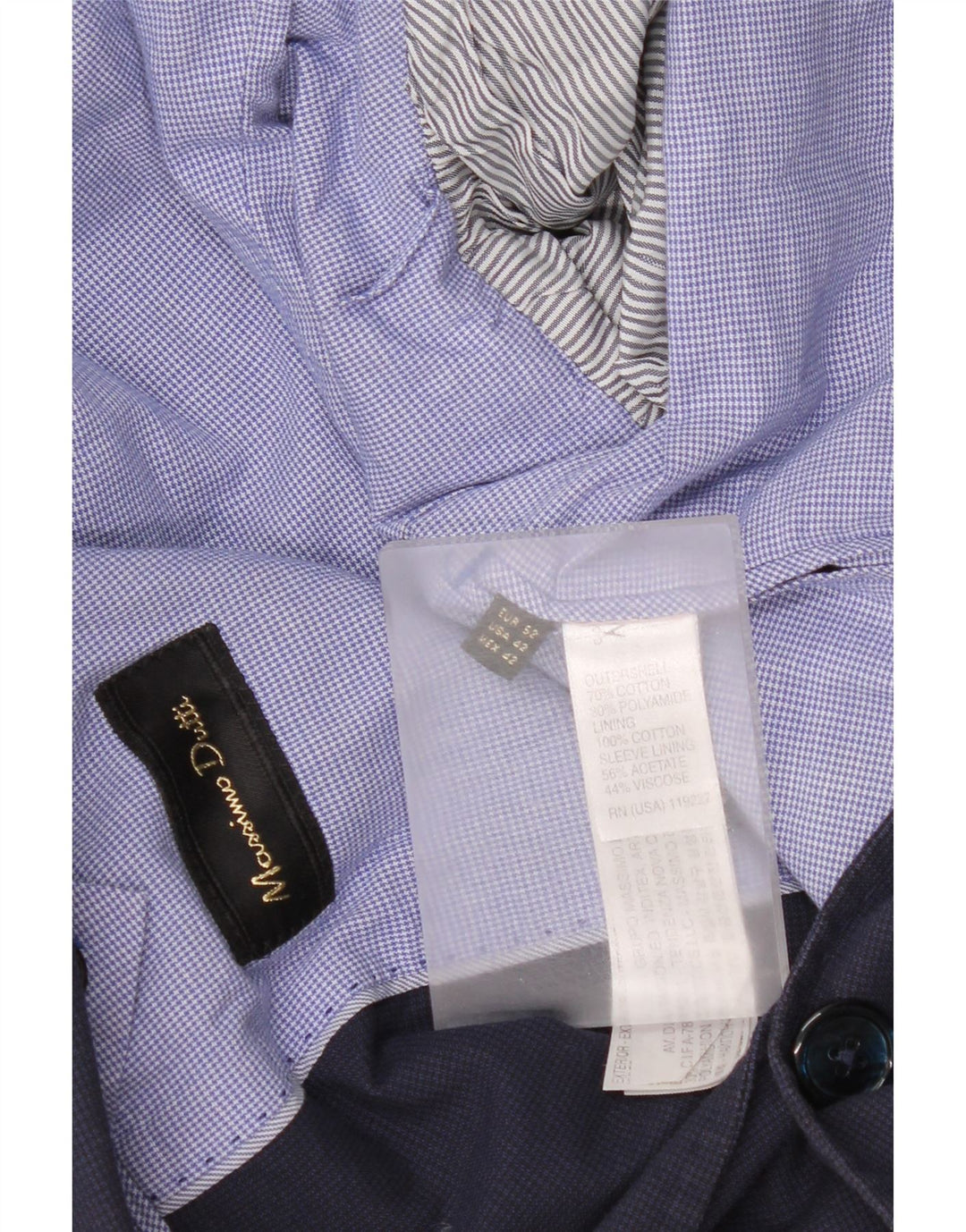 Jaqueta blazer masculina Massimo Dutti com 2 botões UE 52 grande azul marinho Houndstooth