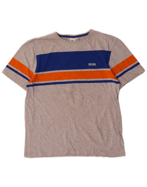 Hugo Boss Boys T-Shirt Top 15-16 Years Medium Grey Colourblock Cotton