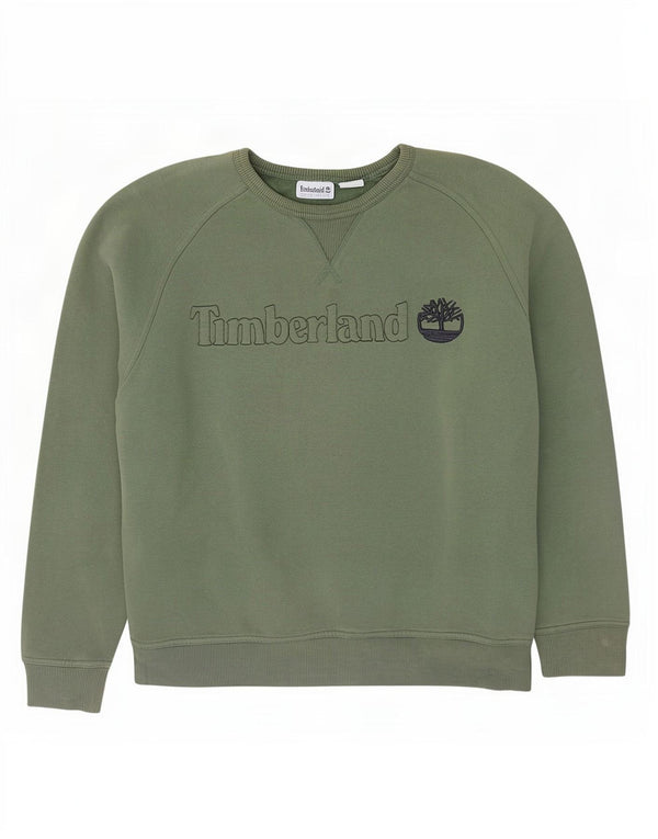 Timberland Mens Graphic Sweatshirt Jumper Large Green Cotton
