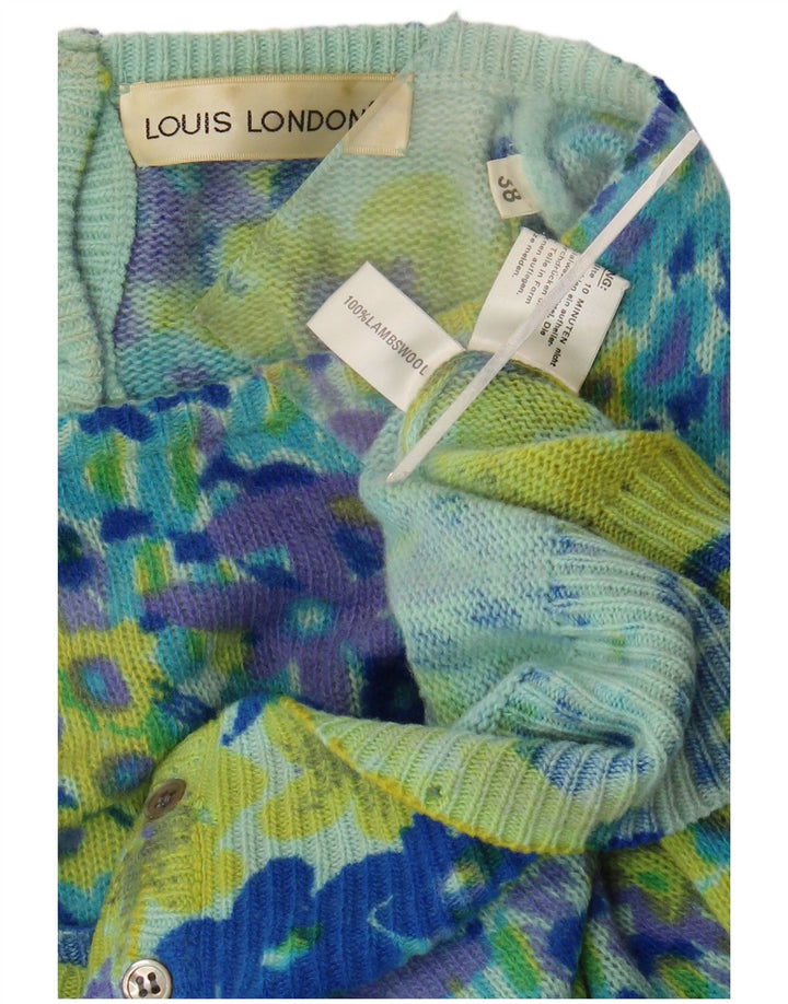 Suéter cardigã feminino LOUIS LONDON UE 38 azul médio com estampa animal