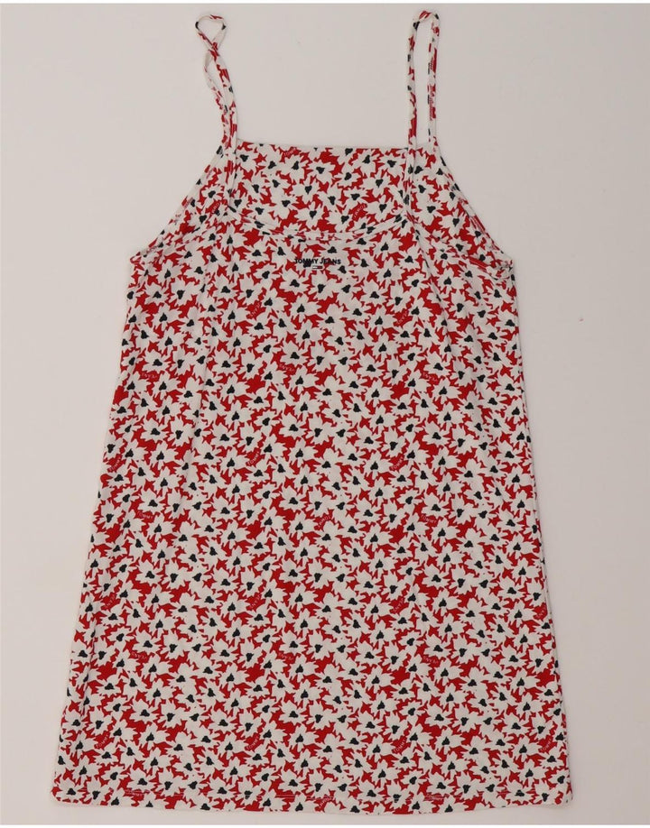 Blusa feminina TOMMY HILFIGER com padrão abstrato Reino Unido 12 vermelho médio