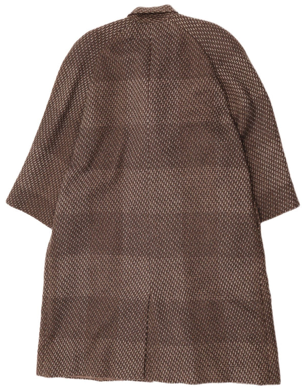 Sobretudo feminino vintage EU 44 XL lã listrada marrom