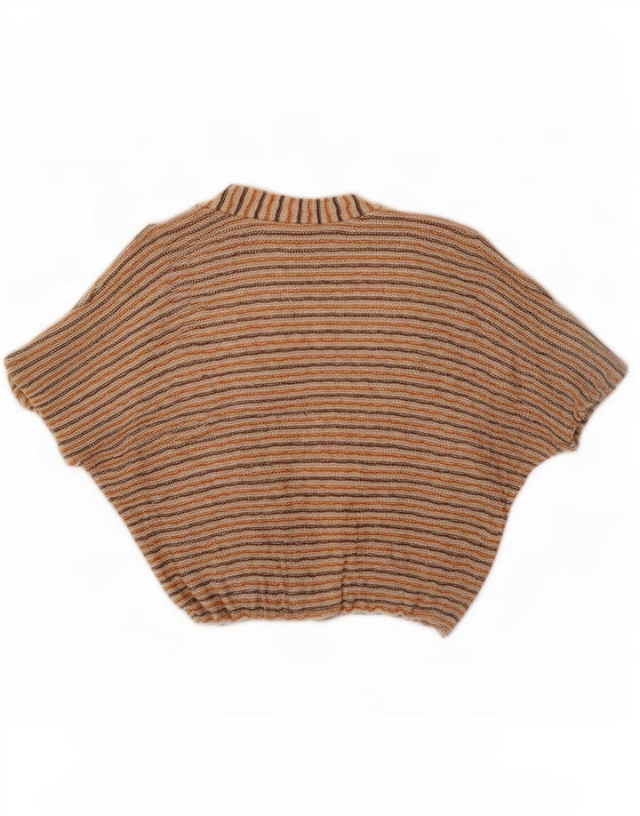 Top Cardigan Feminino Vintage EU 40 Listrado Bege Médio
