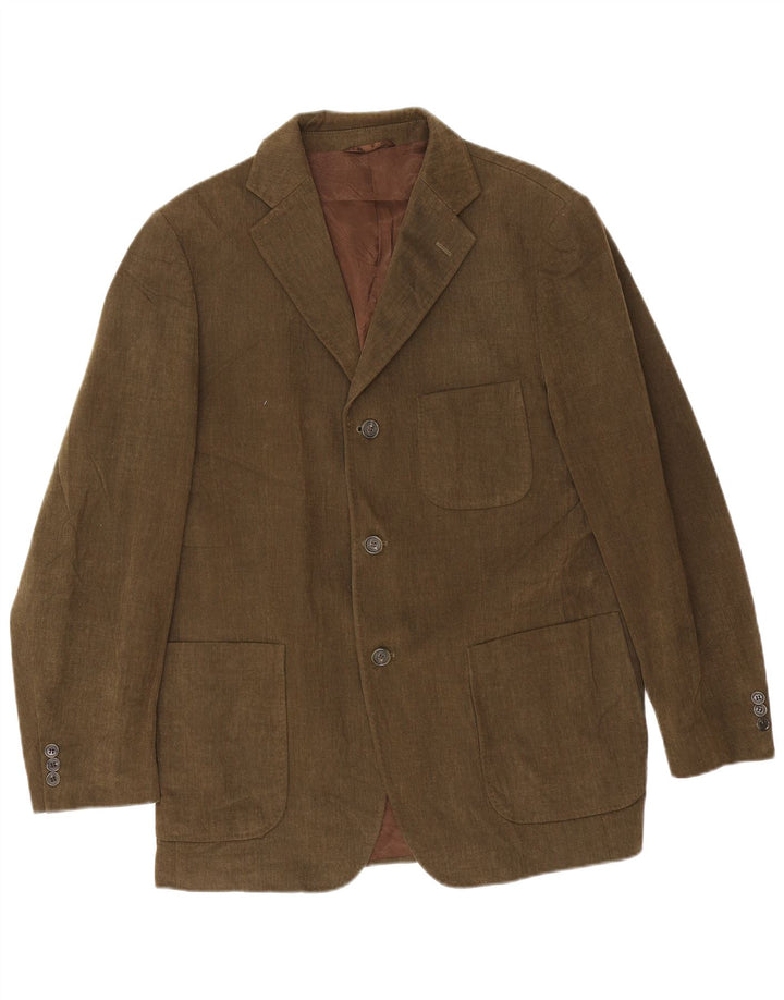 Jaqueta blazer masculina de 3 botões Henry Cottons IT 54 2XL algodão cáqui