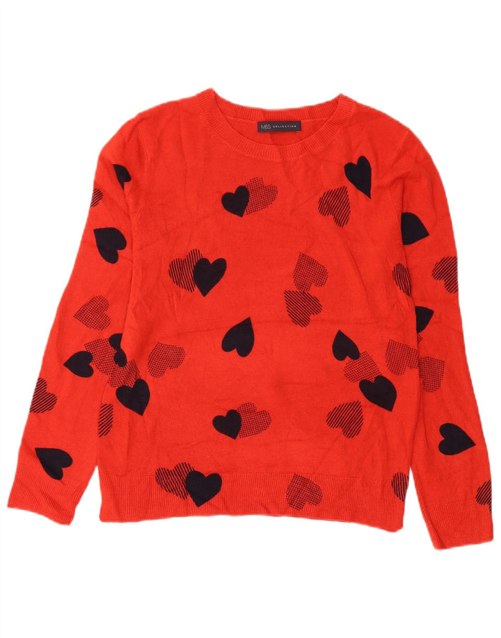 Suéter feminino Marks & Spencer com gola canoa Reino Unido 10 pequeno laranja