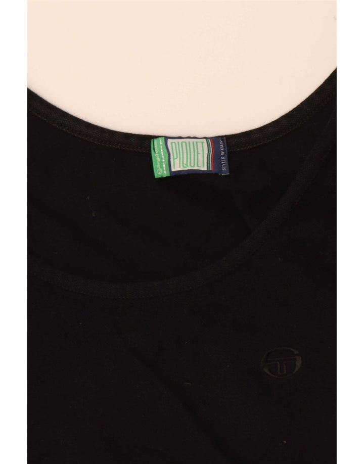 Sergio Tacchini Colete Crop Feminino Top UK 10 Pequeno Preto