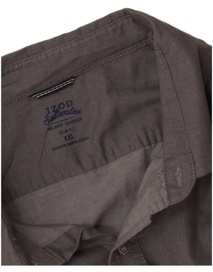 Camisa masculina Izod Salt Water Slim Fit 2XL cinza