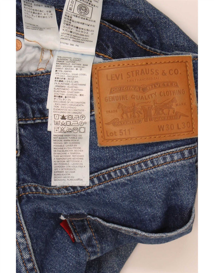Levi's Masculino 511 Slim Jeans W30 L30 Azul Algodão