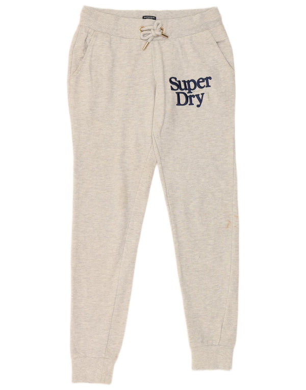 Superdry Womens Graphic Tracksuit Calças Joggers UK 12 Médio Algodão Cinza