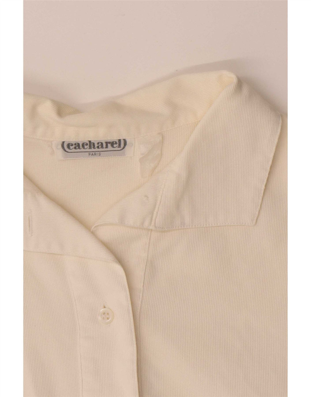Blusa feminina Cacharel manga curta curta Reino Unido 14 médio branco