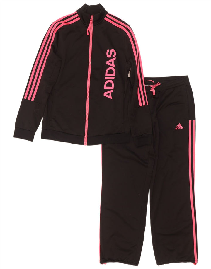 Adidas Womens Graphic Full Tracksuit UK 12/14 Médio Preto Poliéster