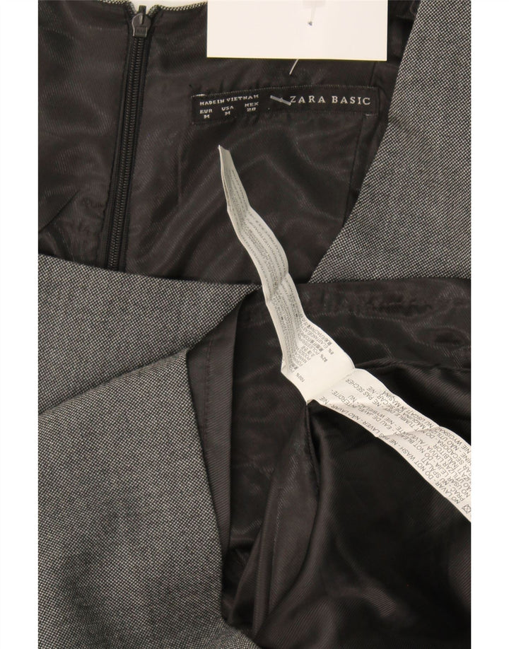 Vestido feminino Zara Peplum UK 12 poliéster cinza médio