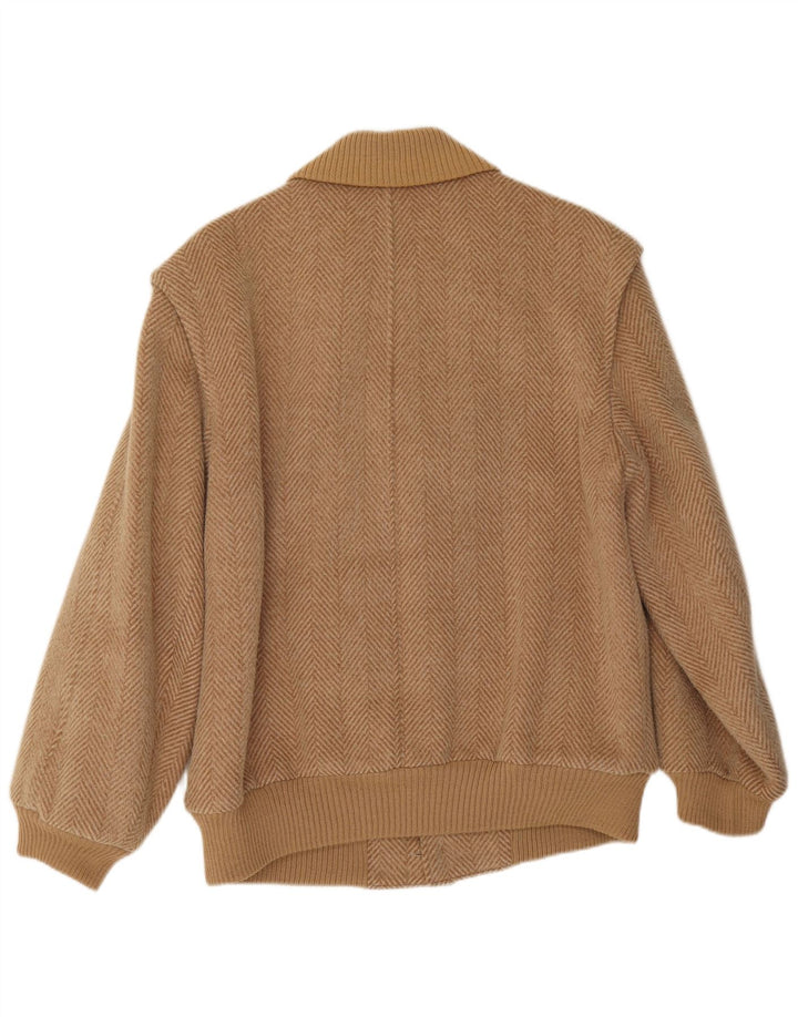 Jaqueta bomber masculina Peter Hahn IT 50 grande lã espinha de peixe bege