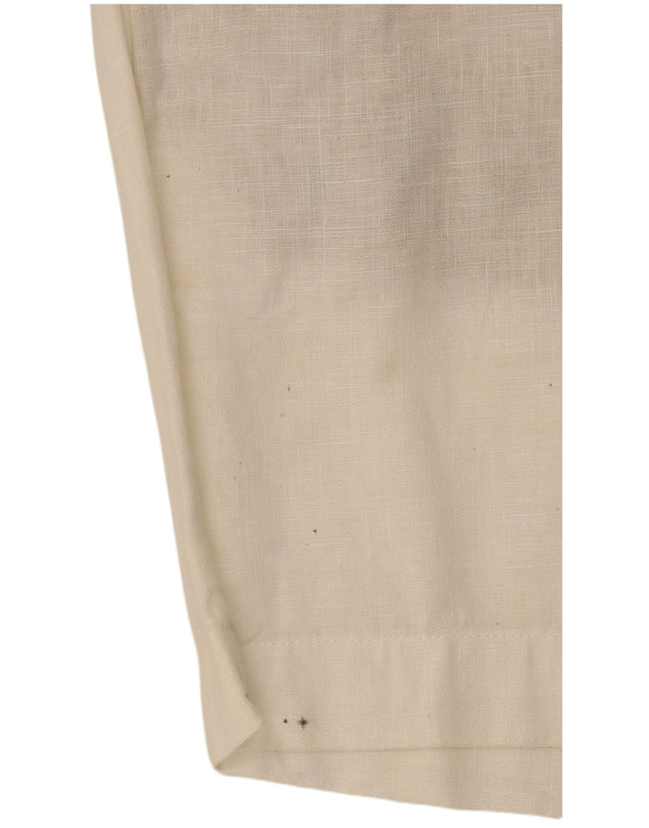 Zara Womens Chino Shorts Pequeno W30 Linho Branco