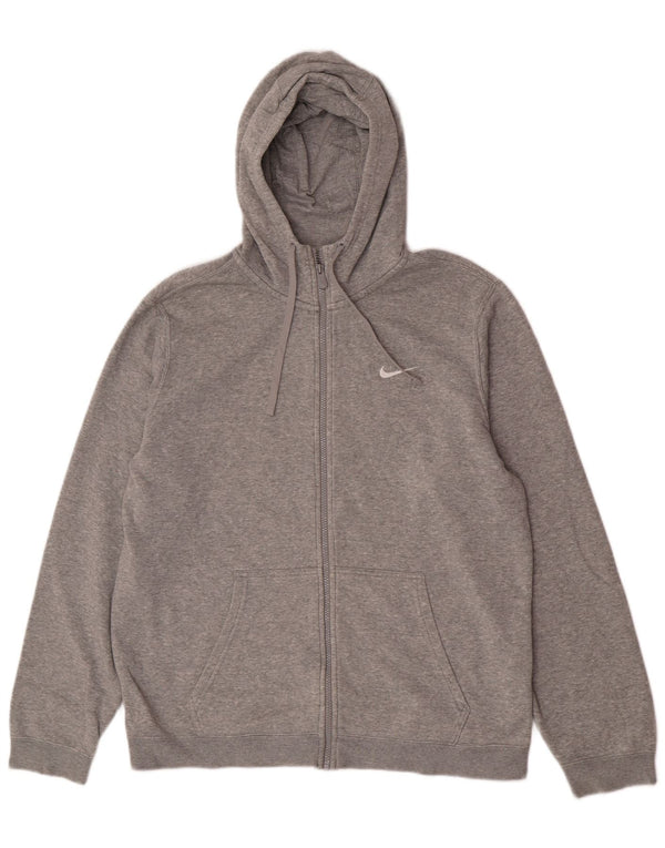 Suéter masculino Nike com capuz e zíper grande cinza algodão esportivo