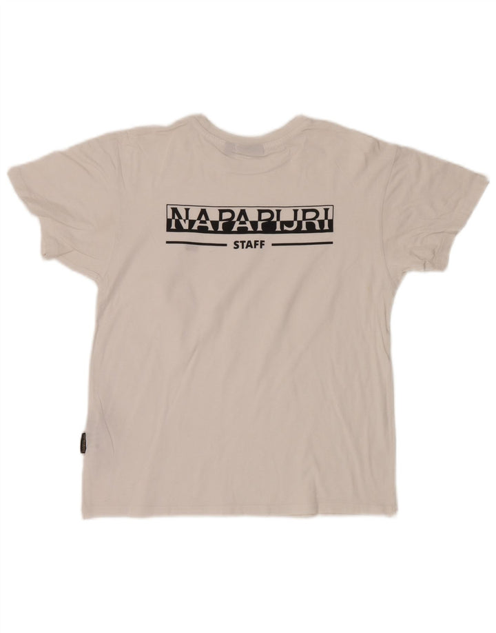 Camiseta masculina Napapijri com estampa gráfica pequena de algodão branco