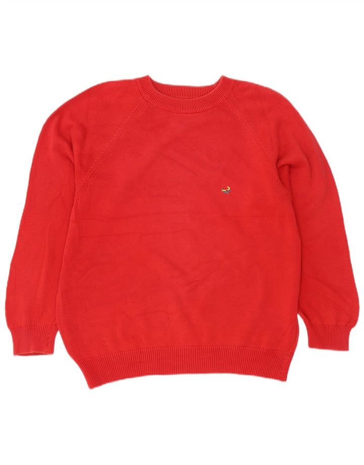Suéter masculino Benetton com gola redonda, algodão vermelho médio