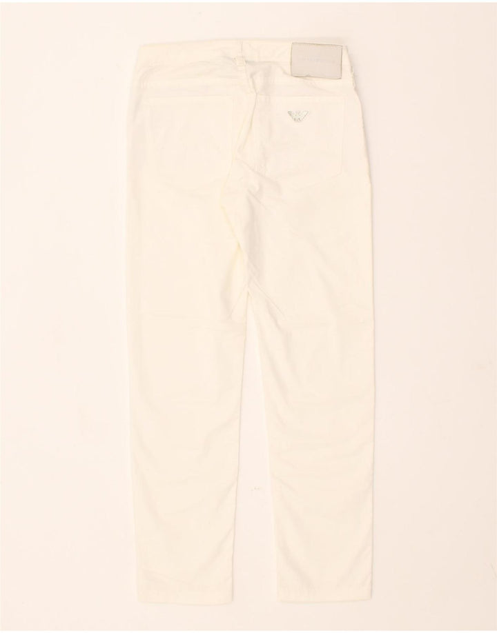 EMPORIO ARMANI Womens Straight Cropped Trousers W24 L24 White Cotton Vintage Emporio Armani and Second-Hand Emporio Armani from Messina Hembry 