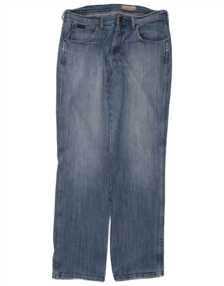 WRANGLER Masculino Utah Straight Jeans W34 L34 Azul Algodão