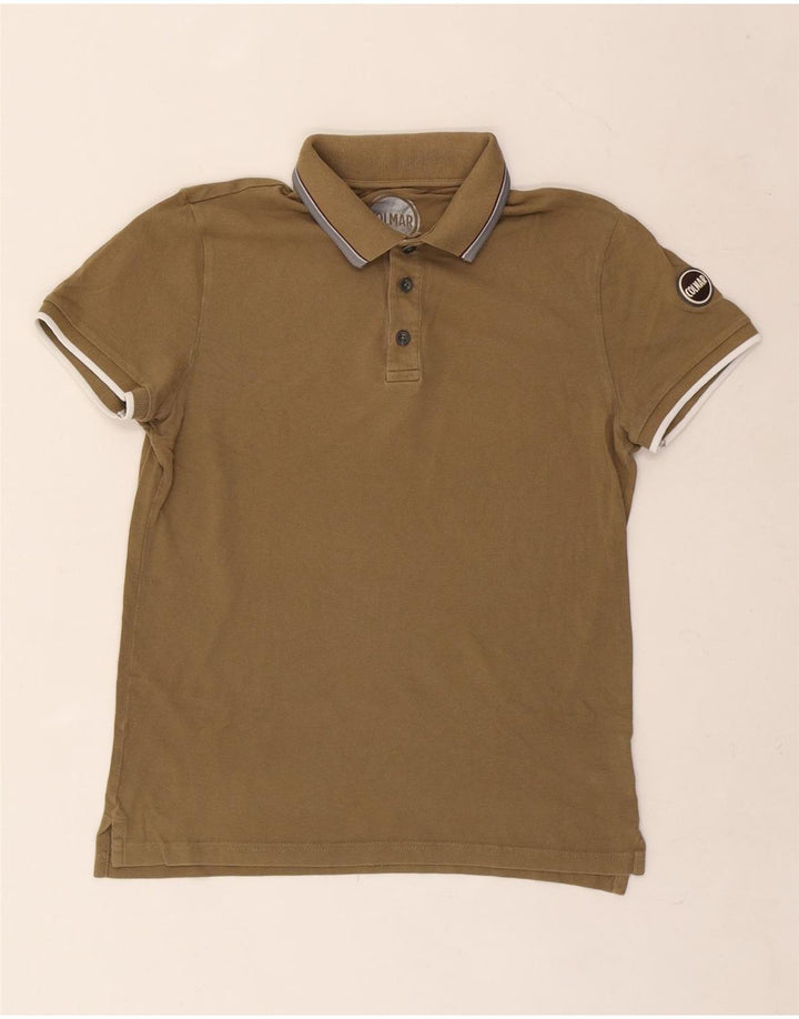 Colmar Camisa polo masculina gráfica de algodão cáqui médio