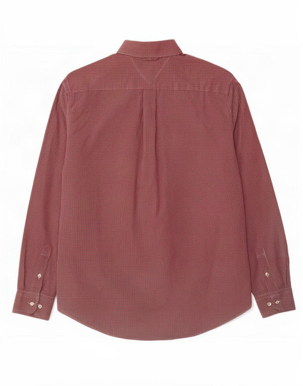Camisa masculina Tommy Hilfiger grande algodão guingão vermelho