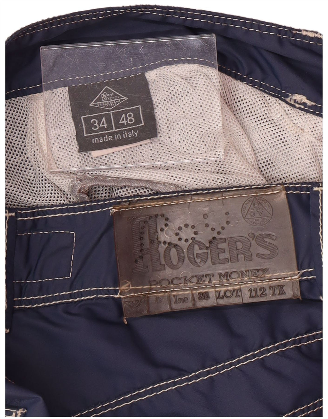 Shorts casuais masculinos ROY ROGERS IT 48 médio W34 azul marinho poliamida