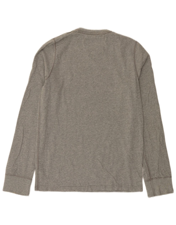 Abercrombie & Fitch Camiseta masculina com estampa muscular de manga comprida grande algodão cinza