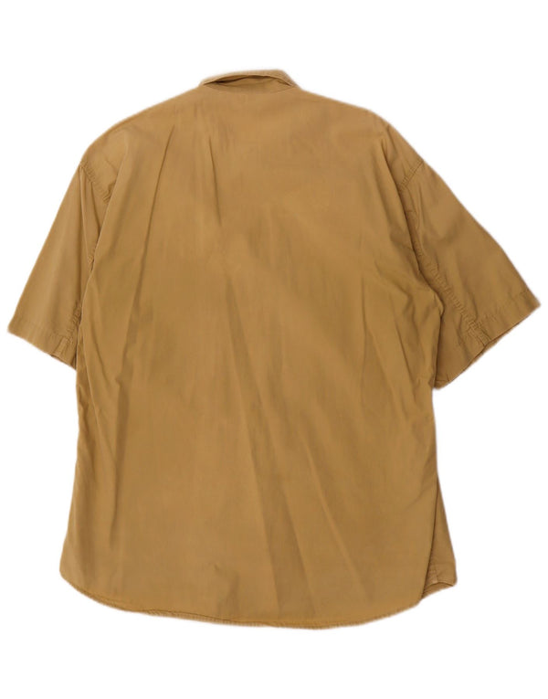 Camisa masculina Carrera de manga curta pequena bege algodão