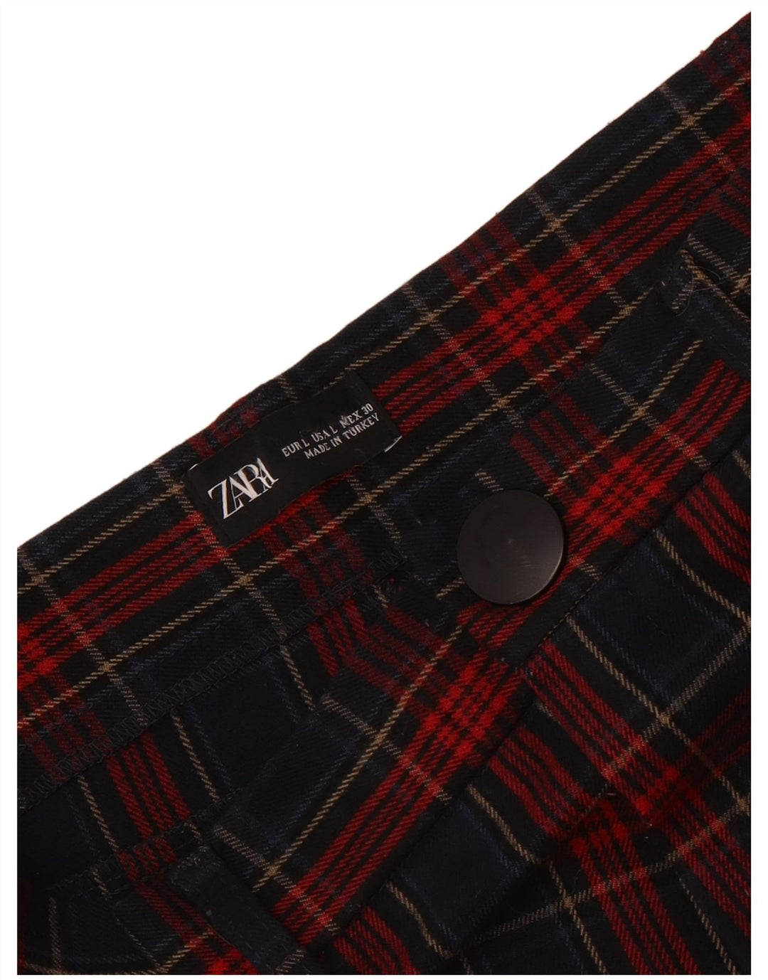 Zara Calça Feminina Slim Cropped Grande W30 L25 Xadrez Vermelho