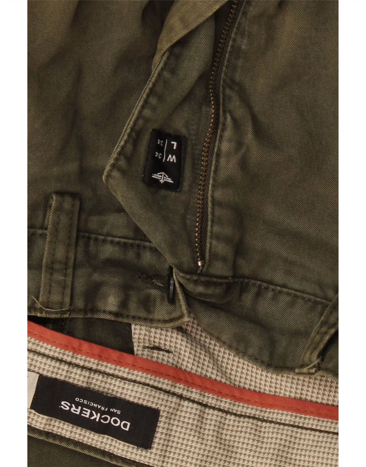 DOCKERS Calça Chino Masculina Reta W34 L30 Algodão Cáqui