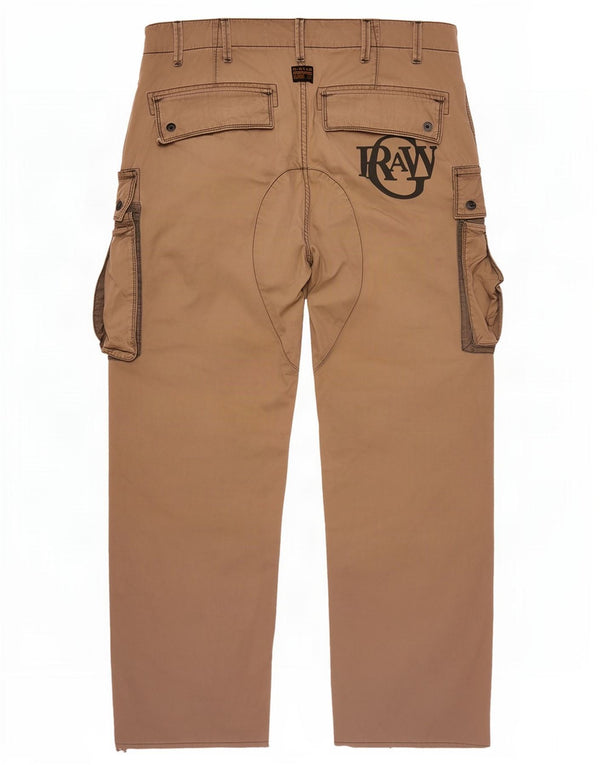 Calça cargo masculina G-Star gráfica reta W30 L28 algodão marrom