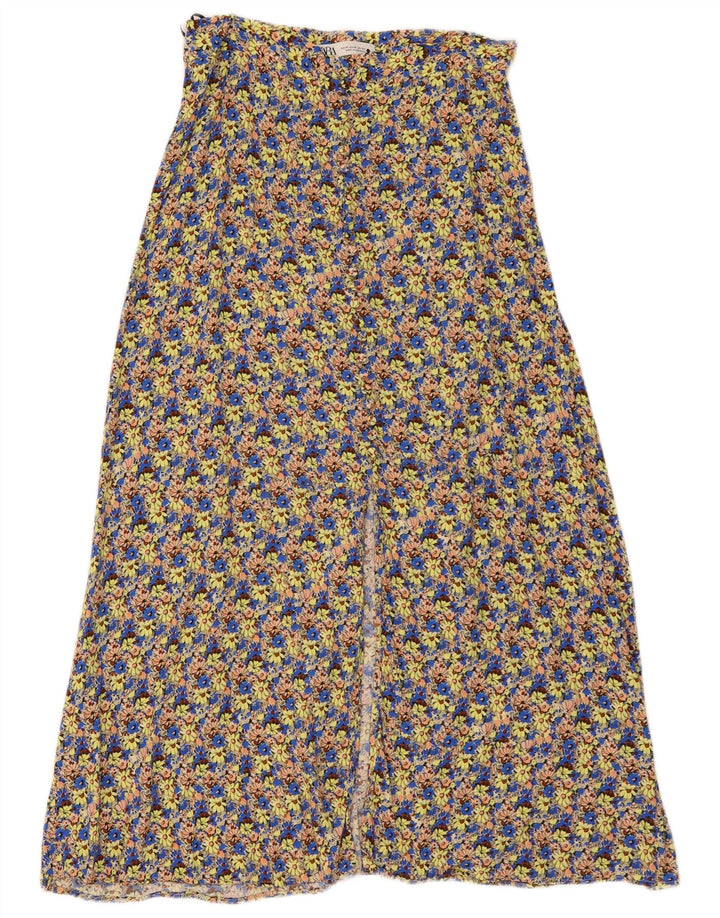 Saia maxi feminina Zara média W29 floral multicolorida