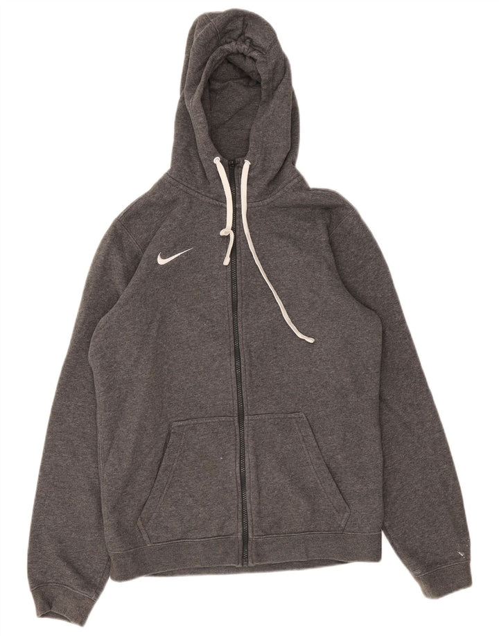 Suéter Nike masculino com capuz e zíper pequeno algodão cinza