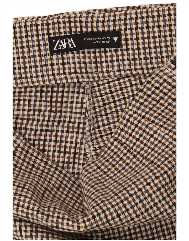 Calça skinny feminina Zara médio W28 L28 marrom guingão