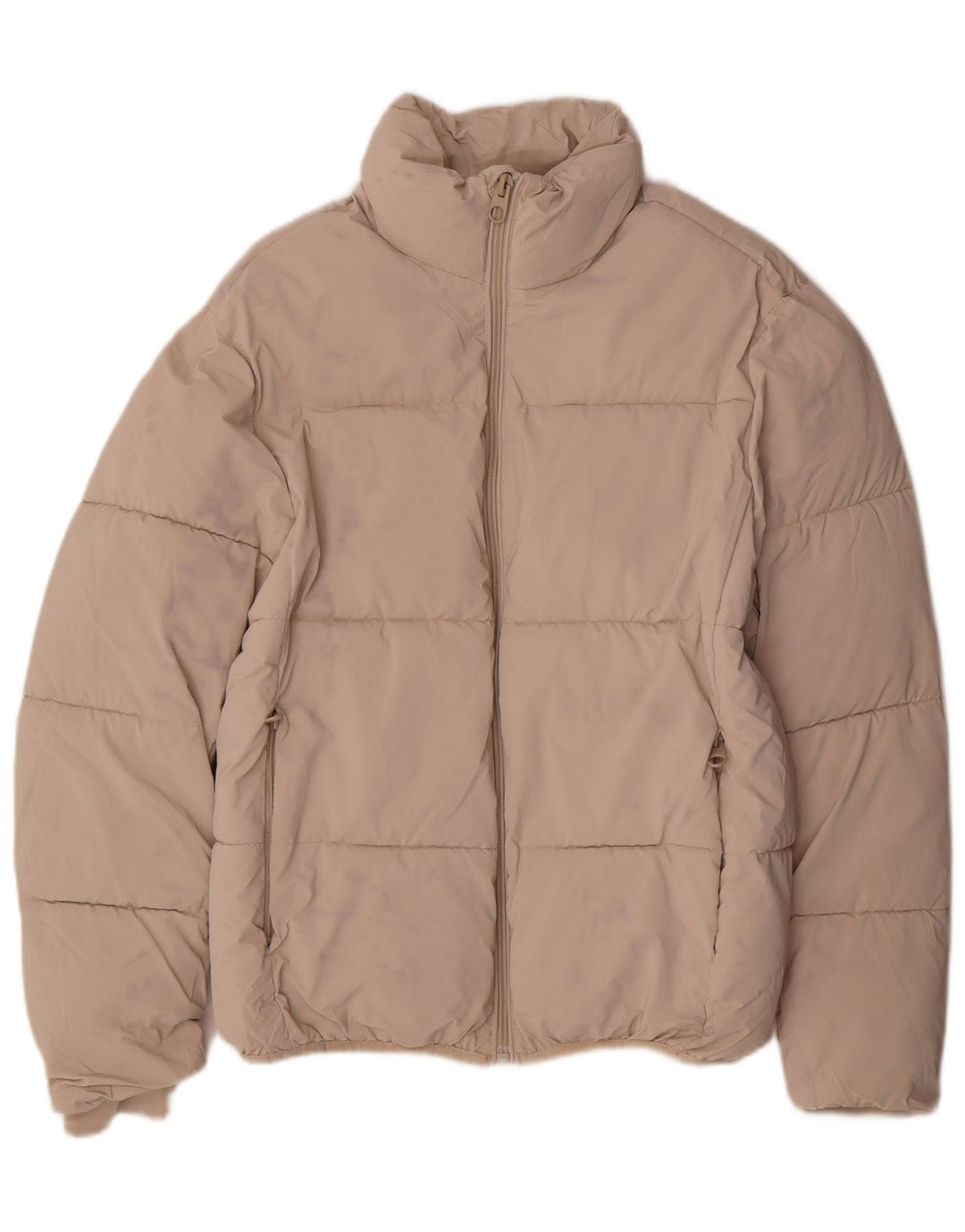 Jaqueta acolchoada grande Zara feminina UK 10 pequena bege nylon