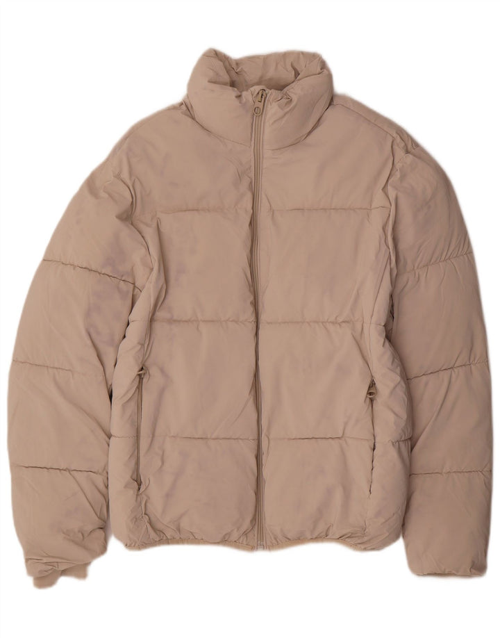 Jaqueta acolchoada grande Zara feminina UK 10 pequena bege nylon