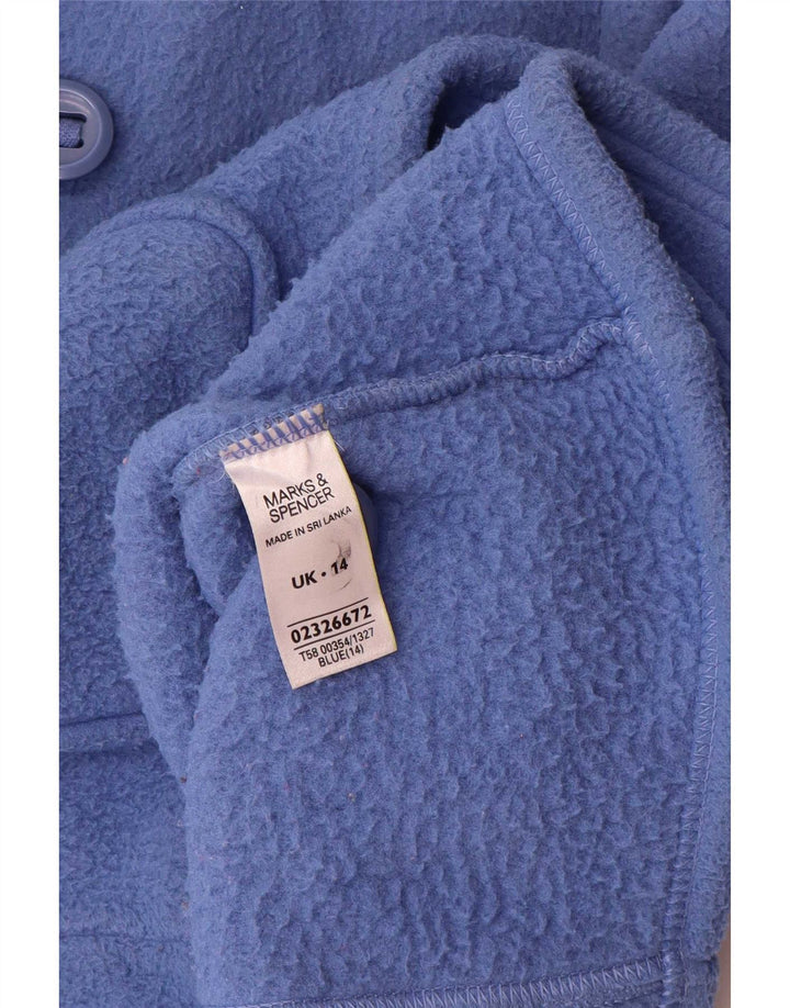 Jaqueta de lã feminina Marks & Spencer Reino Unido 14 grande poliéster azul