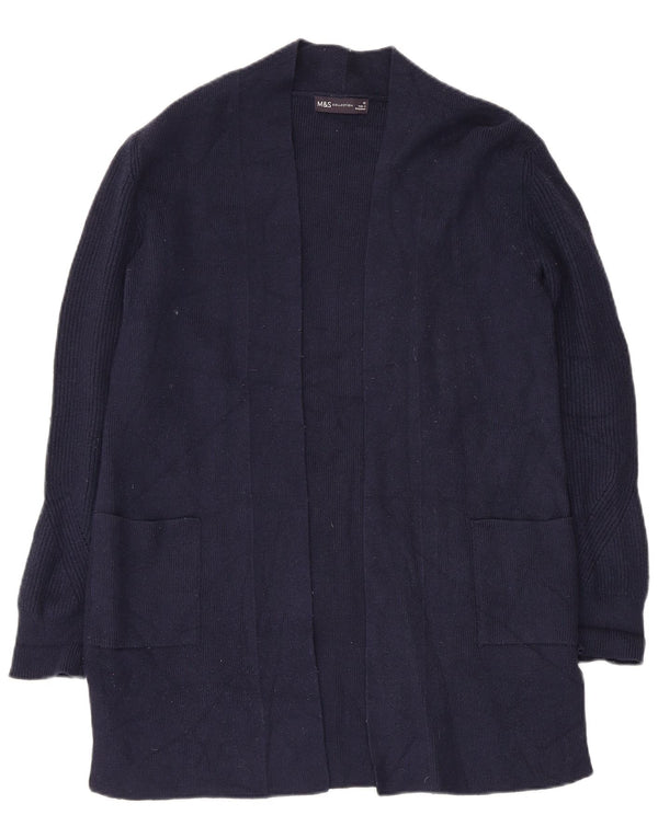 Suéter cardigã feminino Longline da Marks & Spencer Reino Unido 12 médio azul marinho