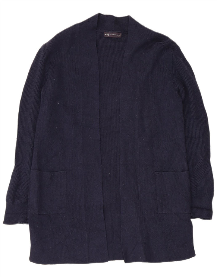 Suéter cardigã feminino Longline da Marks & Spencer Reino Unido 12 médio azul marinho